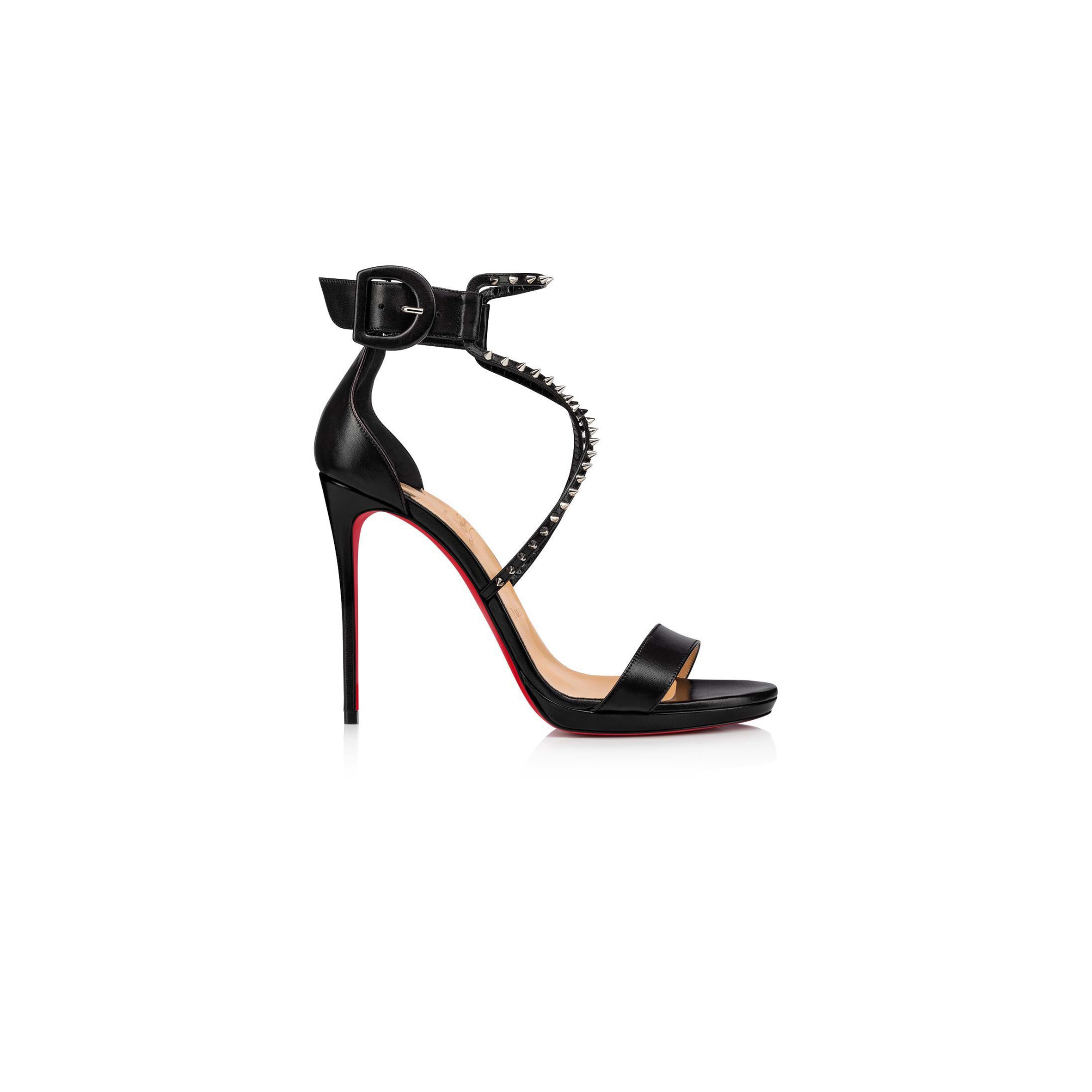 Ch**an louboutin choca lux 120 mm strappy sandals-kid leather-black-women 3180515bk65